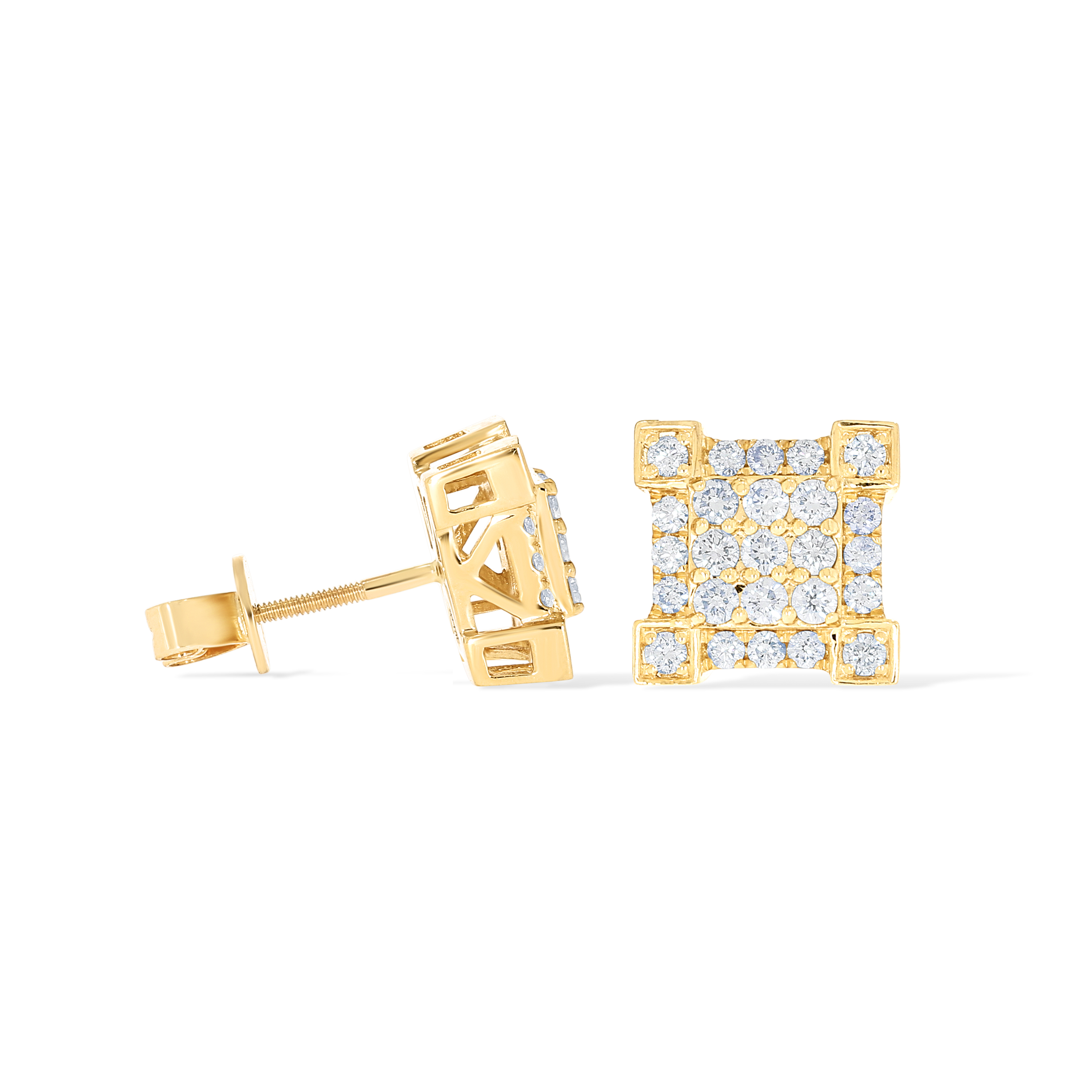 Square Design Diamond Earrings 1.10 ct. 10k Yellow Gold